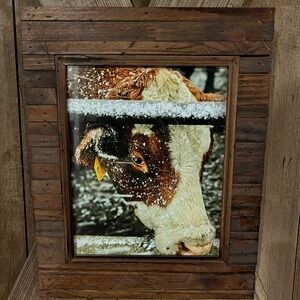 Red and white cow print with frame